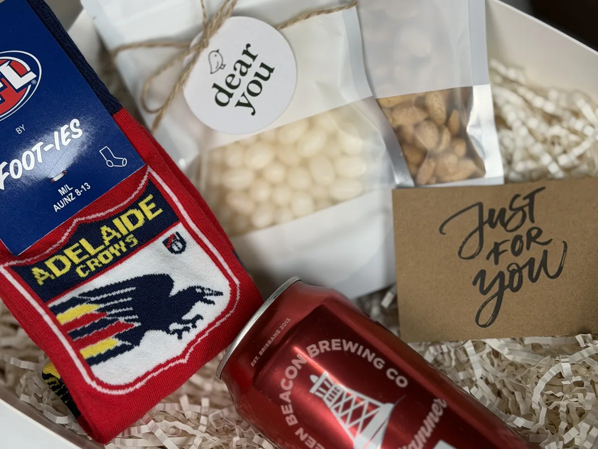 Gift box from Lachlan D.'s order — Crows box · Coolangatta