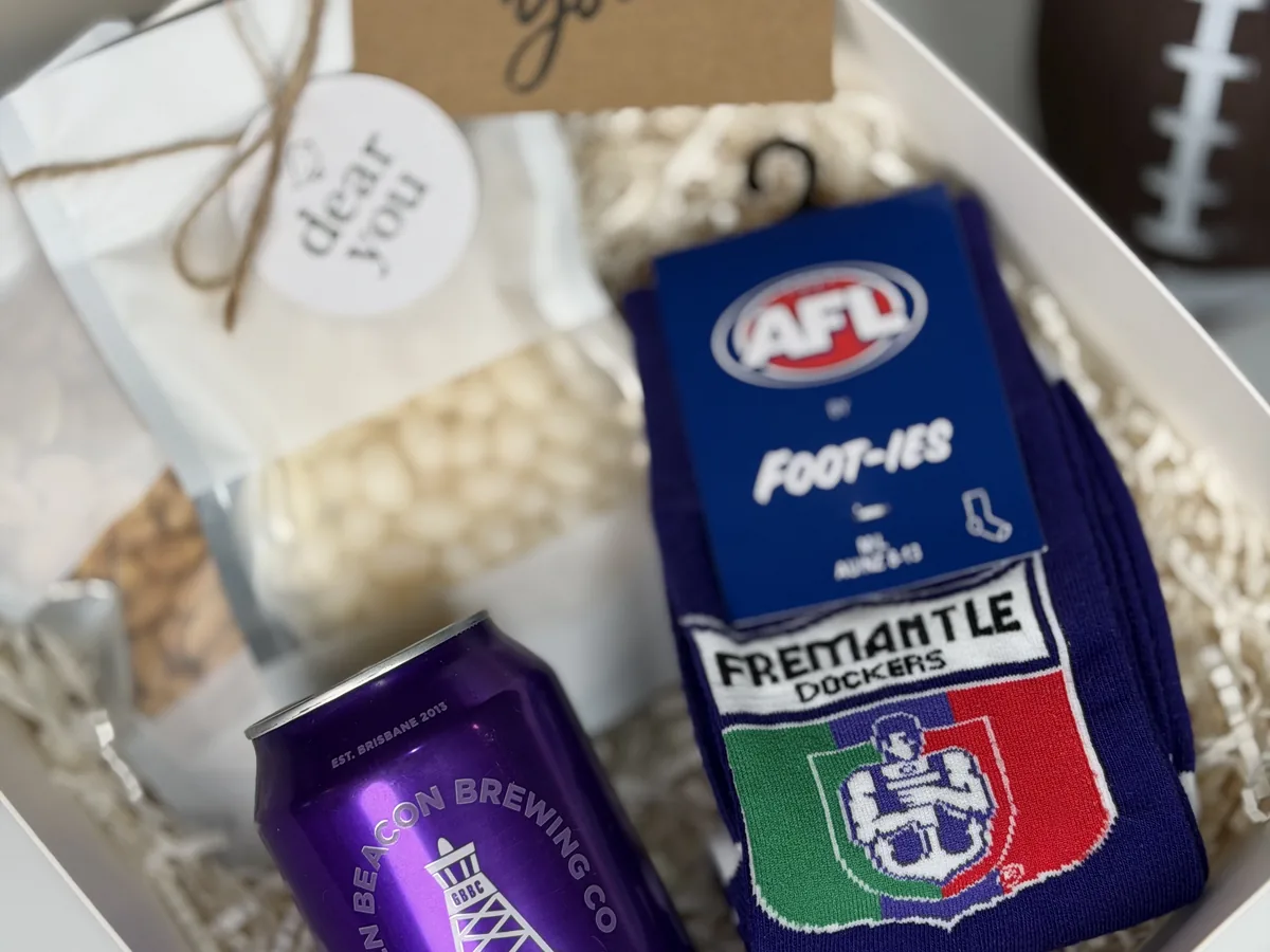Gift box from Ryan M.'s order — Dockers box · sent to Perth